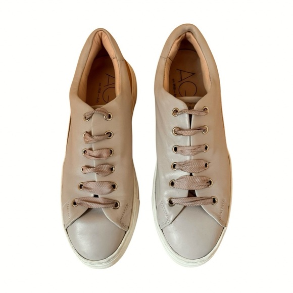 AGL Leather Platform Sneakers Blush Pink Casual Attilio Giusti Leombruni Sz 40.5 - Picture 4 of 16